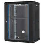 15U Wall Mount Network Cabinet, 226.8 kg Max. Ground Load Capacity, Server Rack Cabinet Enclosure with Locking Tempered Glass Door, Side Panels, Q235 Carbon Steel, for IT Equipment, A/V Devices