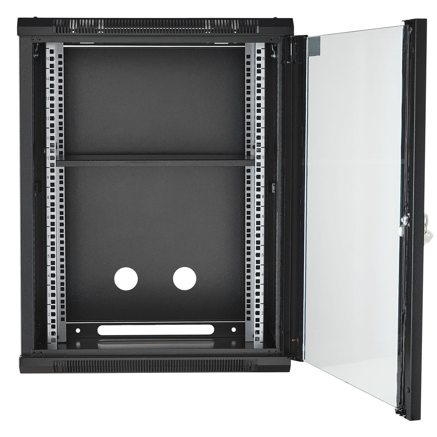 15U Wall Mount Network Cabinet, 226.8 kg Max. Ground Load Capacity, Server Rack Cabinet Enclosure with Locking Tempered Glass Door, Side Panels, Q235 Carbon Steel, for IT Equipment, A/V Devices