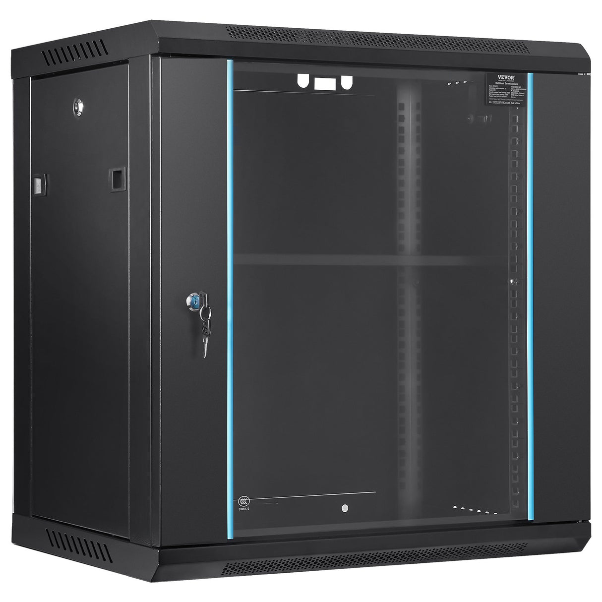 VEVOR Wall Mount Network Server Cabinet, 393.7 mm Deep, Server Rack Cabinet Enclosure, 90.72 kg Max. Ground-mounted Load Capacity, with Locking Glass