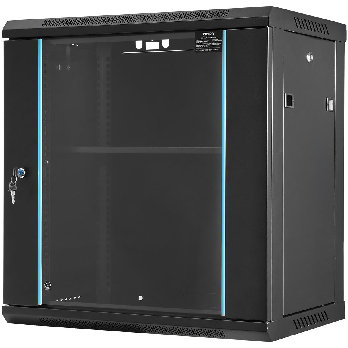 VEVOR Wall Mount Network Server Cabinet, 393.7 mm Deep, Server Rack Cabinet Enclosure, 90.72 kg Max. Ground-mounted Load Capacity, with Locking Glass