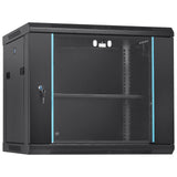 VEVOR 9U Wall Mount Network Server Cabinet, 39.37 cm Deep, Server Rack Cabinet Enclosure, 90.7 kg Max. Ground-mounted Load Capacity, with Locking Glass Door Side Panels, for IT Equipment, A/V Devices