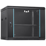VEVOR 9U Wall Mount Network Server Cabinet, 39.37 cm Deep, Server Rack Cabinet Enclosure, 90.7 kg Max. Ground-mounted Load Capacity, with Locking Glass Door Side Panels, for IT Equipment, A/V Devices