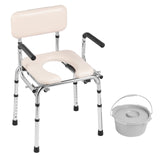 VEVOR Commode Chair, Bedside Commode with Padded Seat, Drop-Down Arms, 7-Level Adjustable Height, 5.8L Removable Bucket, Easy to Assemble, 350LBS Capacity, Portable Toilet for Adults Seniors - Extra Image