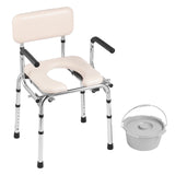 VEVOR Commode Chair, Bedside Commode with Padded Seat, Drop-Down Arms, 7-Level Adjustable Height, 5.8L Removable Bucket, Easy to Assemble, 350LBS Capacity, Portable Toilet for Adults Seniors - Extra Image