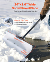 VEVOR Snow Pusher Shovel, 61 cm Wide Outdoor Snowplow Shovel with Ergonomic Grip, HDPE Plastic Blade, Winter Shovels with Segmented Handle, Portable Snow Removal Tool for Driveway Garden Camping - Front View