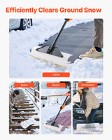 VEVOR Snow Pusher Shovel, 61 cm Wide Outdoor Snowplow Shovel with Ergonomic Grip, HDPE Plastic Blade, Winter Shovels with Segmented Handle, Portable Snow Removal Tool for Driveway Garden Camping - Rear View