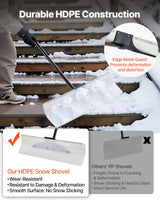 VEVOR Snow Pusher Shovel, 76.2 cm Outdoor Snowplow Shovel with Ergonomic Grip, HDPE Plastic Blade, Winter Shovels with Segmented Handle, Metal Edged Strip, Portable Snow Removal Tool for Driveway - Side View