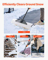 Snow Pusher Shovel, 76.2 cm Outdoor Snowplow Shovel with Ergonomic Grip, HDPE Plastic Blade, Winter Shovels with Segmented Handle, Metal Edged Strip, Portable Snow Removal Tool for Driveway