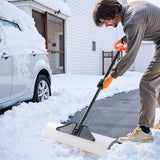 VEVOR Snow Pusher Shovel, 76.2 cm Outdoor Snowplow Shovel with Ergonomic Grip, HDPE Plastic Blade, Winter Shovels with Segmented Handle, Metal Edged Strip, Portable Snow Removal Tool for Driveway - Low Angle