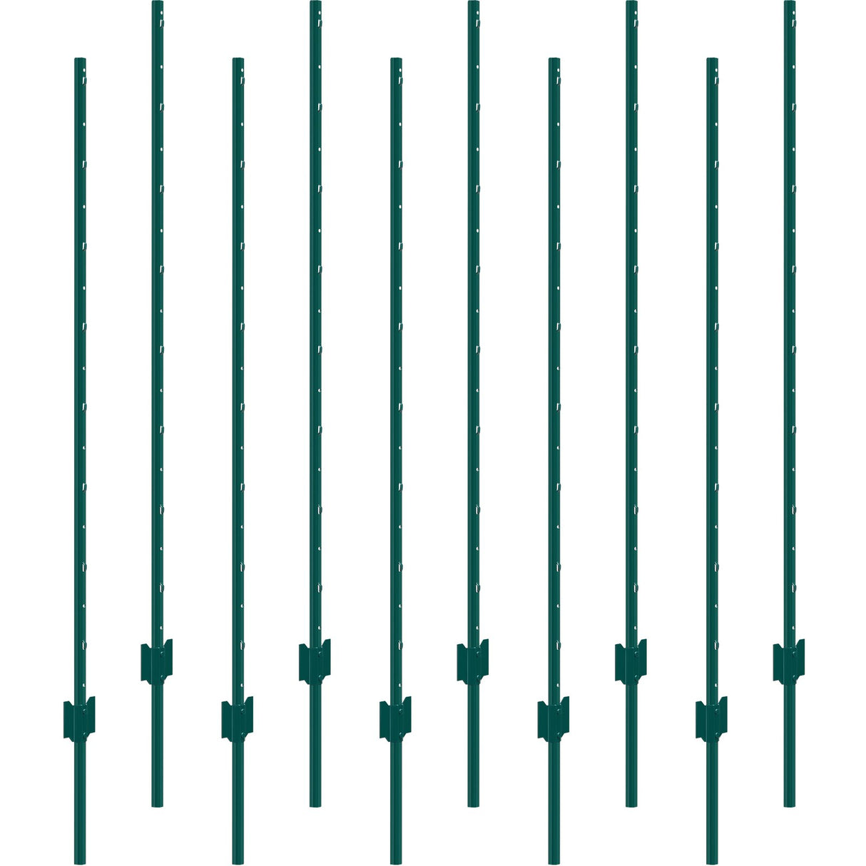 VEVOR 5 Feet Fence Post 10 Pack T-Post Heavy Duty Metal Fence Posts Green