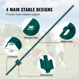 VEVOR 5 Feet Fence Post 10 Pack T-Post Heavy Duty Metal Fence Posts Green - Top-Down View