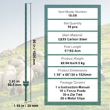 VEVOR 5 Feet Fence Post 10 Pack T-Post Heavy Duty Metal Fence Posts Green