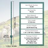 VEVOR 5 Feet Fence Post 10 Pack T-Post Heavy Duty Metal Fence Posts Green - Close-Up Angle