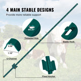 VEVOR 6 Feet Fence Post 6 Pack T-Post Heavy Duty Metal Fence Posts Green - Top-Down View