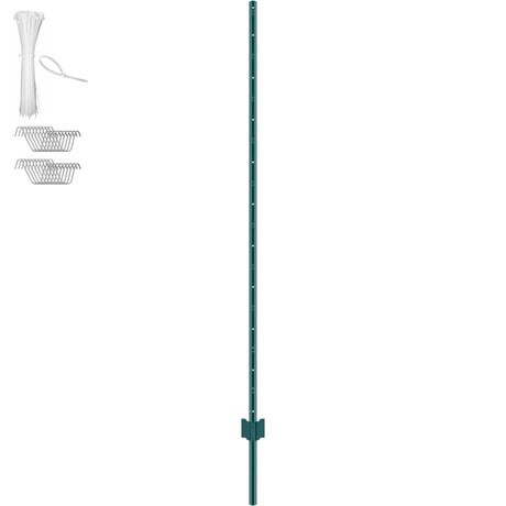 6 Feet Fence Post, 10 Pack U-Channel Heavy Duty Metal Fence Posts, Sturdy Steel Fence Stakes for Garden Yard,