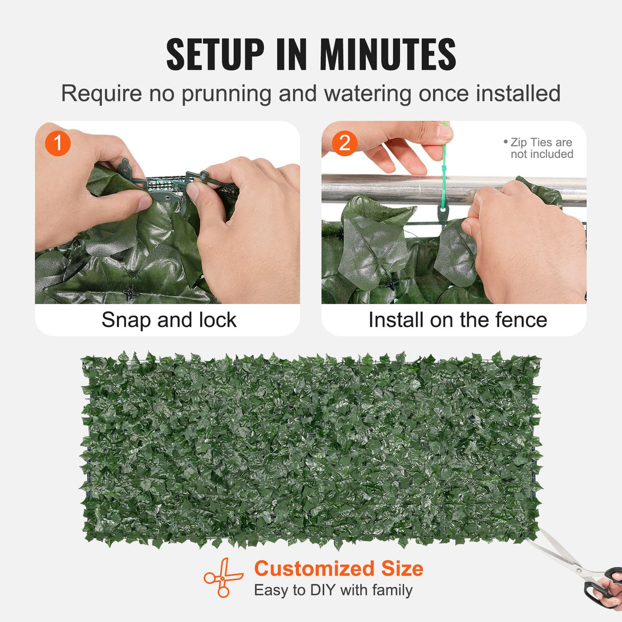 Ivy Privacy Fence, 990 x 2490 mm Artificial Green Wall Screen, Greenery Ivy Fence with Mesh Cloth Backing and Strengthened Joint, Faux Hedges Vine Leaf Decoration for Outdoor Garden, Yard