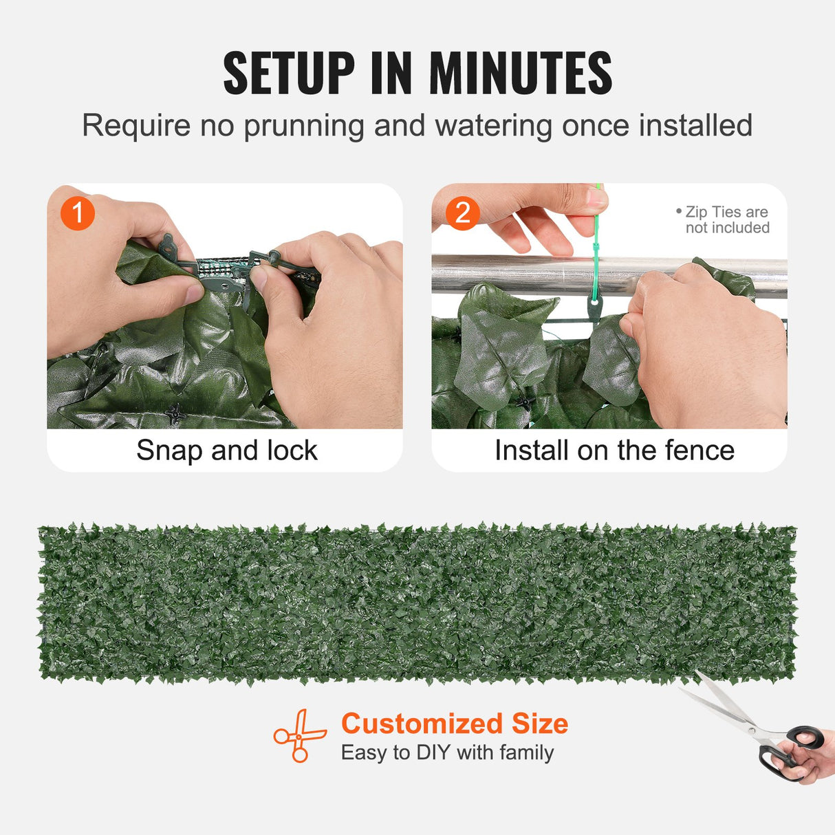 VEVOR Ivy Privacy Fence, 39 x 198in Artificial Green Wall Screen, Greenery Ivy Fence with Mesh Cloth Backing and Strengthened Joint, Faux Hedges Vine