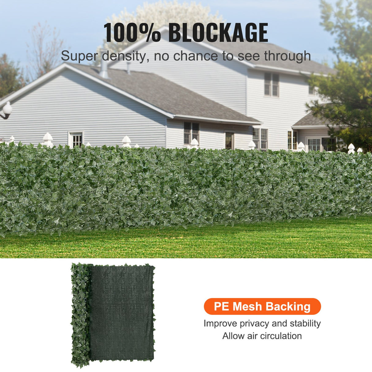 VEVOR Ivy Privacy Fence, 59 x 98 in Artificial Green Wall Screen, Greenery Ivy Fence with Mesh Cloth Backing and Strengthened Joint, Faux Hedges Vine