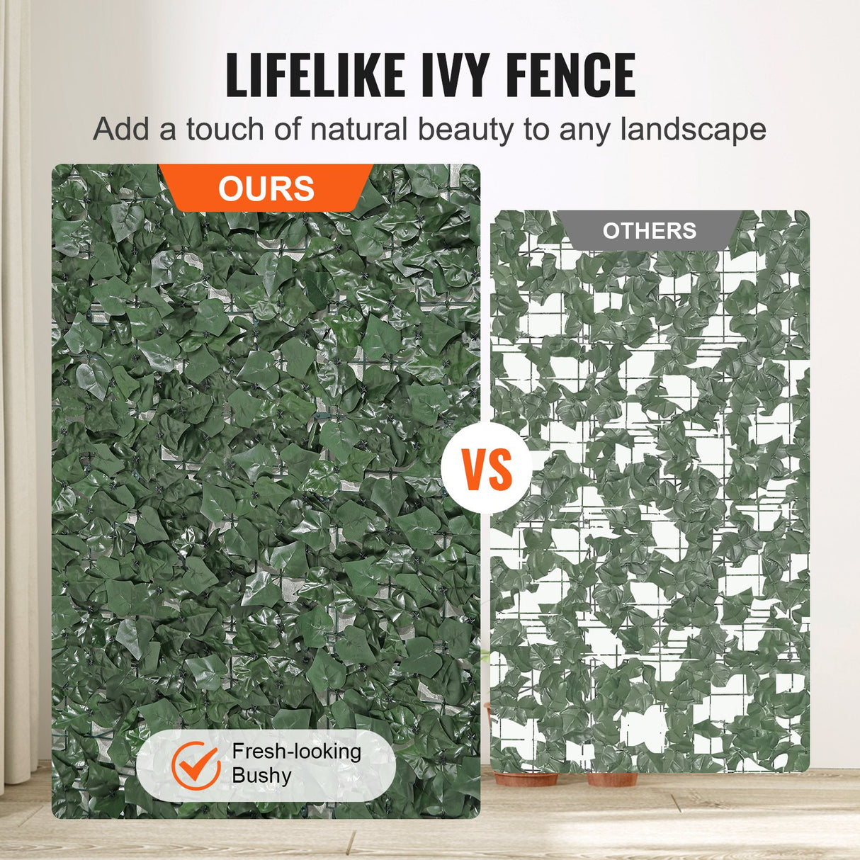 VEVOR Ivy Privacy Fence, 1500 x 2490 mm Artificial Green Wall Screen, Greenery Ivy Fence with Strengthened Joint, Faux Hedges Vine Leaf Decoration for