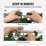 VEVOR Ivy Privacy Fence, 1500 x 2490 mm Artificial Green Wall Screen, Greenery Ivy Fence with Strengthened Joint, Faux Hedges Vine Leaf Decoration for