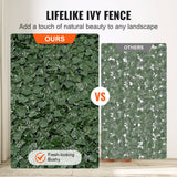 VEVOR Ivy Privacy Fence, 1830 x 2440 mm Artificial Green Wall Screen, Greenery Ivy Fence with Mesh Cloth Backing and Strengthened Joint, Faux Hedges Vine Leaf Decoration for Outdoor Garden, Yard - Top-Down View