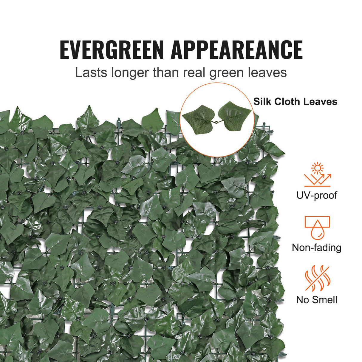 VEVOR Ivy Privacy Fence, 2440 x 1830 mm Artificial Green Wall Screen, Greenery Ivy Fence with Strengthened Joint, Faux Hedges Vine Leaf Decoration for