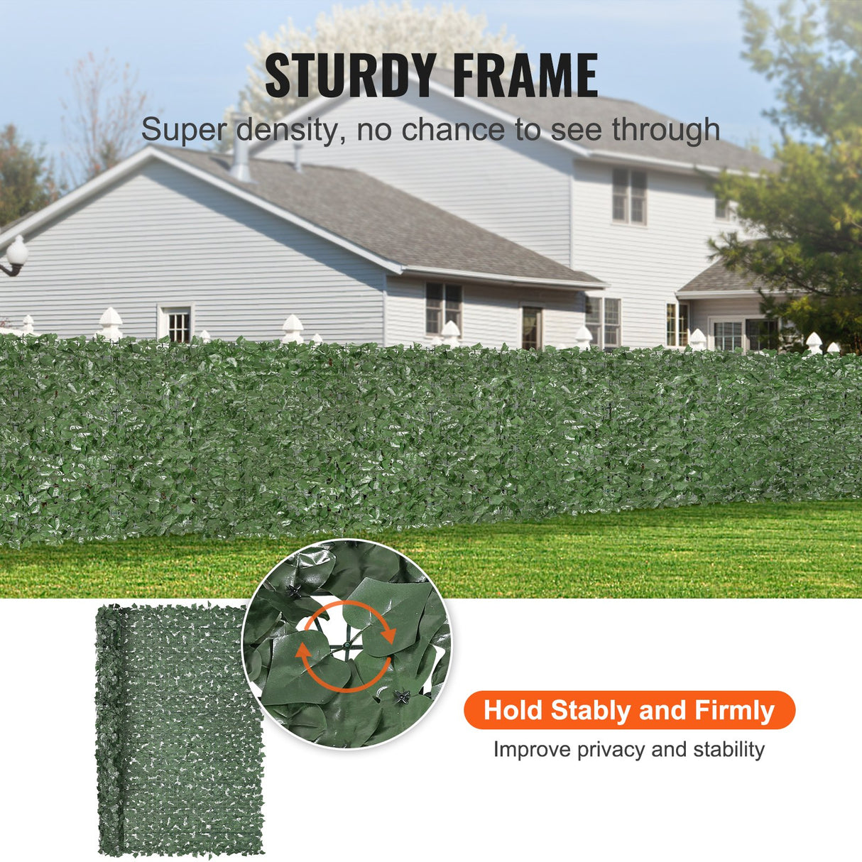 VEVOR Ivy Privacy Fence, 2440 x 1830 mm Artificial Green Wall Screen, Greenery Ivy Fence with Strengthened Joint, Faux Hedges Vine Leaf Decoration for