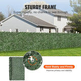 VEVOR Ivy Privacy Fence, 2440 x 1830 mm Artificial Green Wall Screen, Greenery Ivy Fence with Strengthened Joint, Faux Hedges Vine Leaf Decoration for - Side View