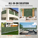 VEVOR Ivy Privacy Fence, 2440 x 1830 mm Artificial Green Wall Screen, Greenery Ivy Fence with Strengthened Joint, Faux Hedges Vine Leaf Decoration for