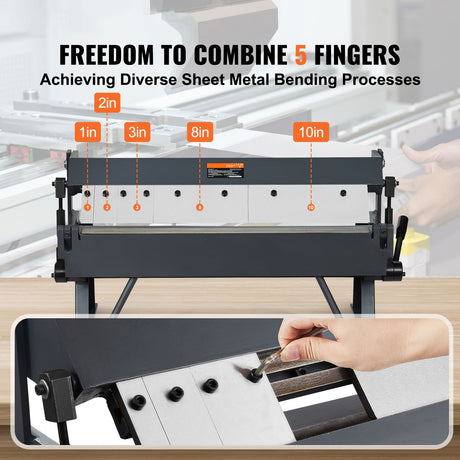 Box and Pan Brake, 610 ± 10 mm, 0-130 Degrees Sheet Metal Bending Brake, Portable Metal Bender with 20 Gauge, Adjustable