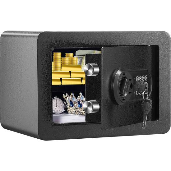 VEVOR Safe, 0.5 Cubic Feet Home Safe, Steel Security Safe with Digital Keypad and 2 Keys, Wall-Mounted Cabinet Safe Protect Cash, Gold, Jewelry,