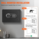 VEVOR Safe, 0.5 Cubic Feet Home Safe, Steel Security Safe with Digital Keypad and 2 Keys, Wall-Mounted Cabinet Safe Protect Cash, Gold, Jewelry, Documents for Home, Hotel, 350 x 250 x 250 mm - Rear View