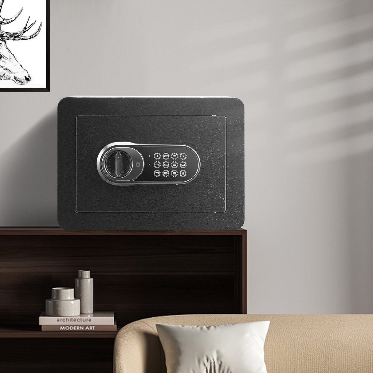 VEVOR Safe, 0.5 Cubic Feet Home Safe, Steel Security Safe with Digital Keypad and 2 Keys, Wall-Mounted Cabinet Safe Protect Cash, Gold, Jewelry, Documents for Home, Hotel, 350 x 250 x 250 mm