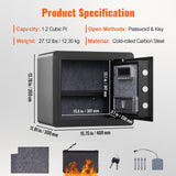 VEVOR Safe 1.2 Cubic Feet Home Safe Steel for Cash Gold 15.8x11.8x13.8 inch - Rear View