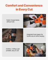 VEVOR Portable Cordless Band Saw 2.56 in Deep Cut Variable Speed (Bare Tool) - Rear View