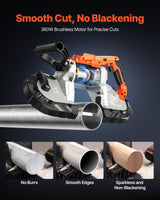 VEVOR Portable Cordless Band Saw 5-Inch Deep Cut Variable Speed (Bare Tool) - Side View