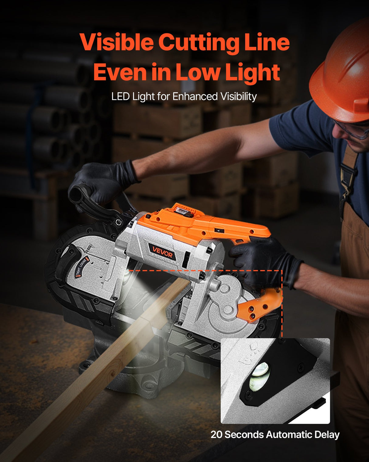 VEVOR Portable Cordless Band Saw 5-Inch Deep Cut Variable Speed (Bare Tool)