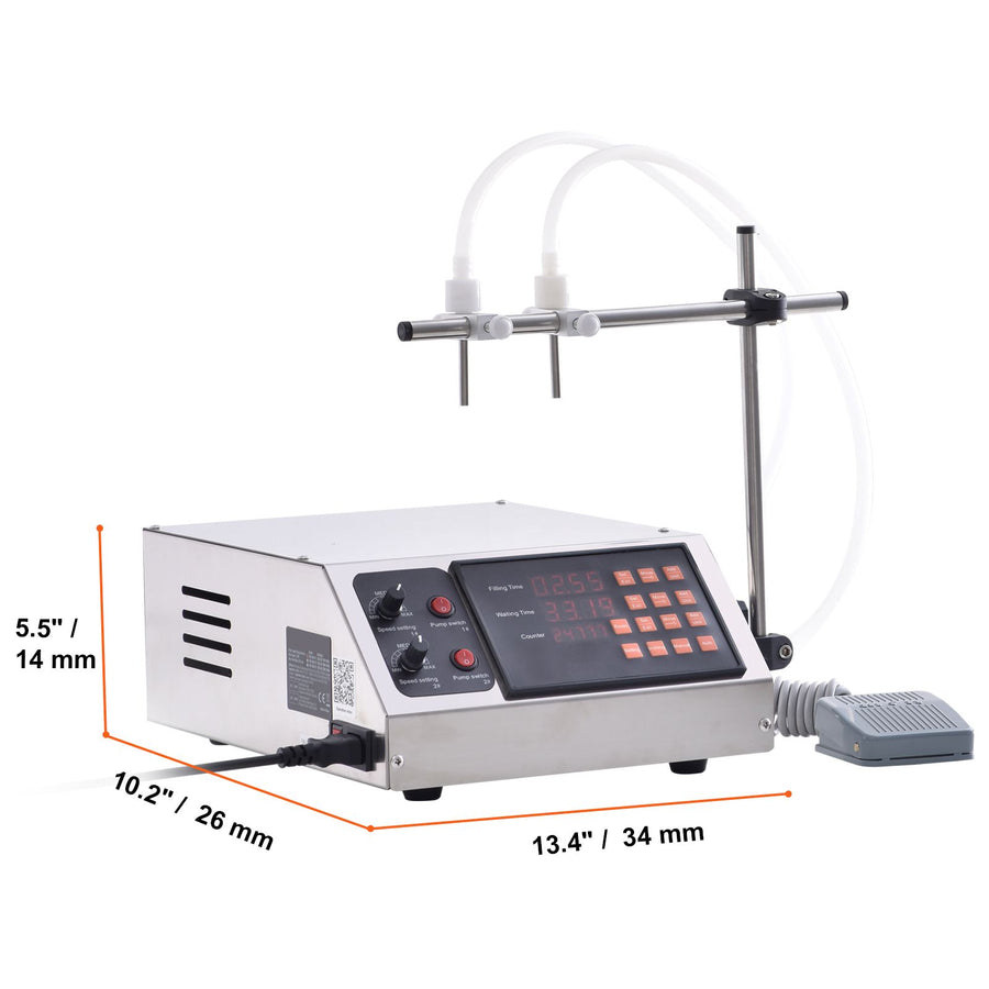 Liquid Filling Machine, 10-4000ml Filling Capacity, Automatic Bottle Filler Machine Bottling Machine Digital Control for Milk, Water, Wine, Beverage, Soy Sauce, Vinegar, Alcohol (Double Nozzle)