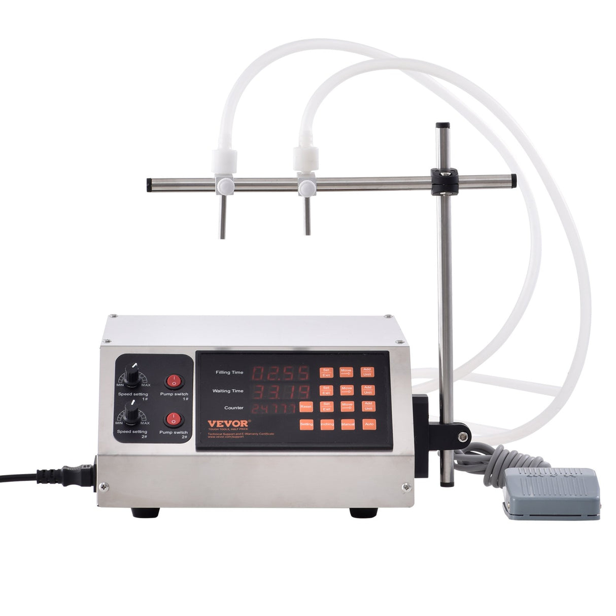 VEVOR Liquid Filling Machine, 10-4000ml Filling Capacity, Automatic Bottle Filler Machine Bottling Machine Digital Control for Milk, Water, Wine, Beverage, Soy Sauce, Vinegar, Alcohol (Double Nozzle)