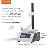 VEVOR Liquid Filling Machine, 50-5000 g Weighing Capacity, Automatic Bottle Filler Machine Bottling Machine Gear Pump Digital Control for Honey, Oil, Wine, Detergent, Viscous Liquids (Single Nozzle) - Close-Up Angle
