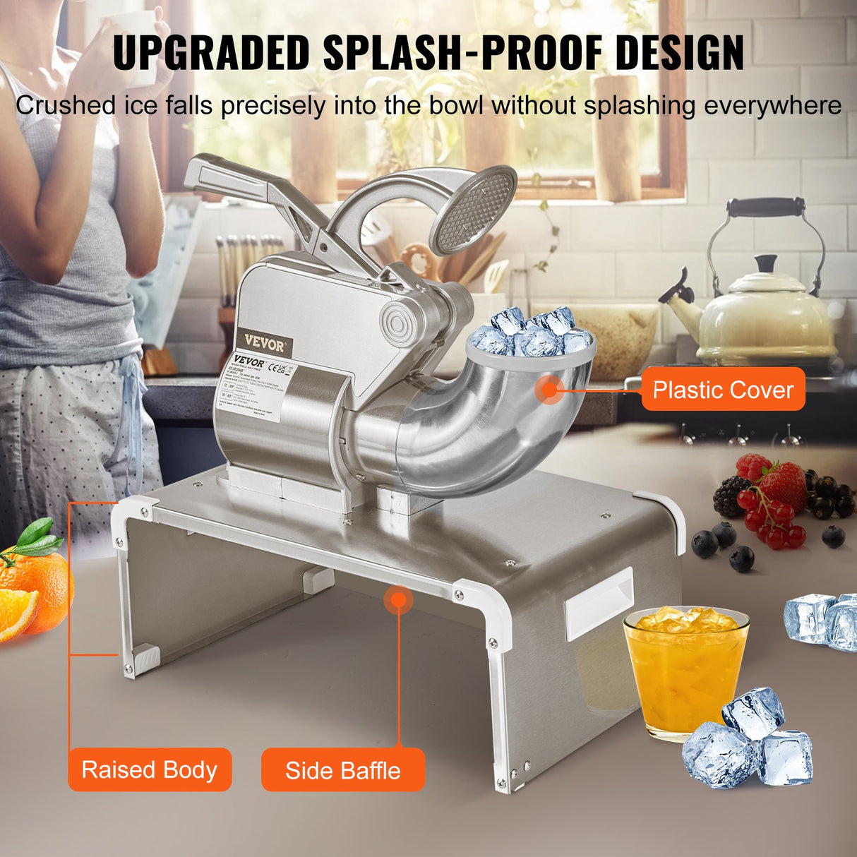 VEVOR Commercial Ice Shaver Crusher, 661lbs Per Hour Electric Snow Cone Maker, 350W Shaved Ice Machine with Dual Blades for Parties Events Snack Bar,