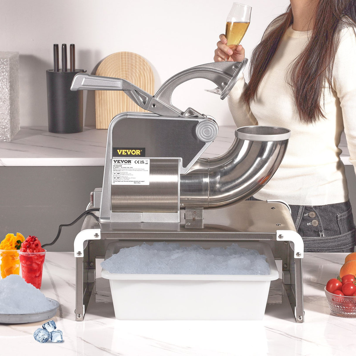 VEVOR Commercial Ice Shaver Crusher, 661lbs Per Hour Electric Snow Cone Maker, 350W Shaved Ice Machine with Dual Blades for Parties Events Snack Bar,