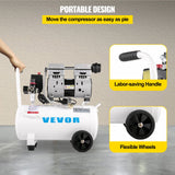 VEVOR Air Compressor 6.6 Gallon, Portable Air Compressor 1 HP, Oil Free Air Compressor Steel Tank 750W,  Pancake Air Compressor 115 PSI, Ultra Quiet Compressor for Home Repair, Tire Inflation - 45-Degree Angle