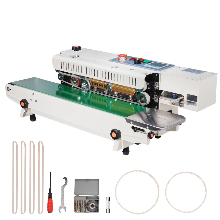 Continuous Bag Band Sealing Machine, 6-12 mm Seal Width, Horizontal Band Sealer Machine with Digital Temperature Control, Bag Sealer for 0.02-0.8 mm Plastic Bags Films with Inflation Function