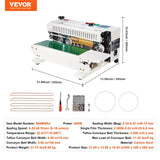 VEVOR Continuous Bag Band Sealing Machine Horizontal Band Sealer Count Function - Close-Up Angle