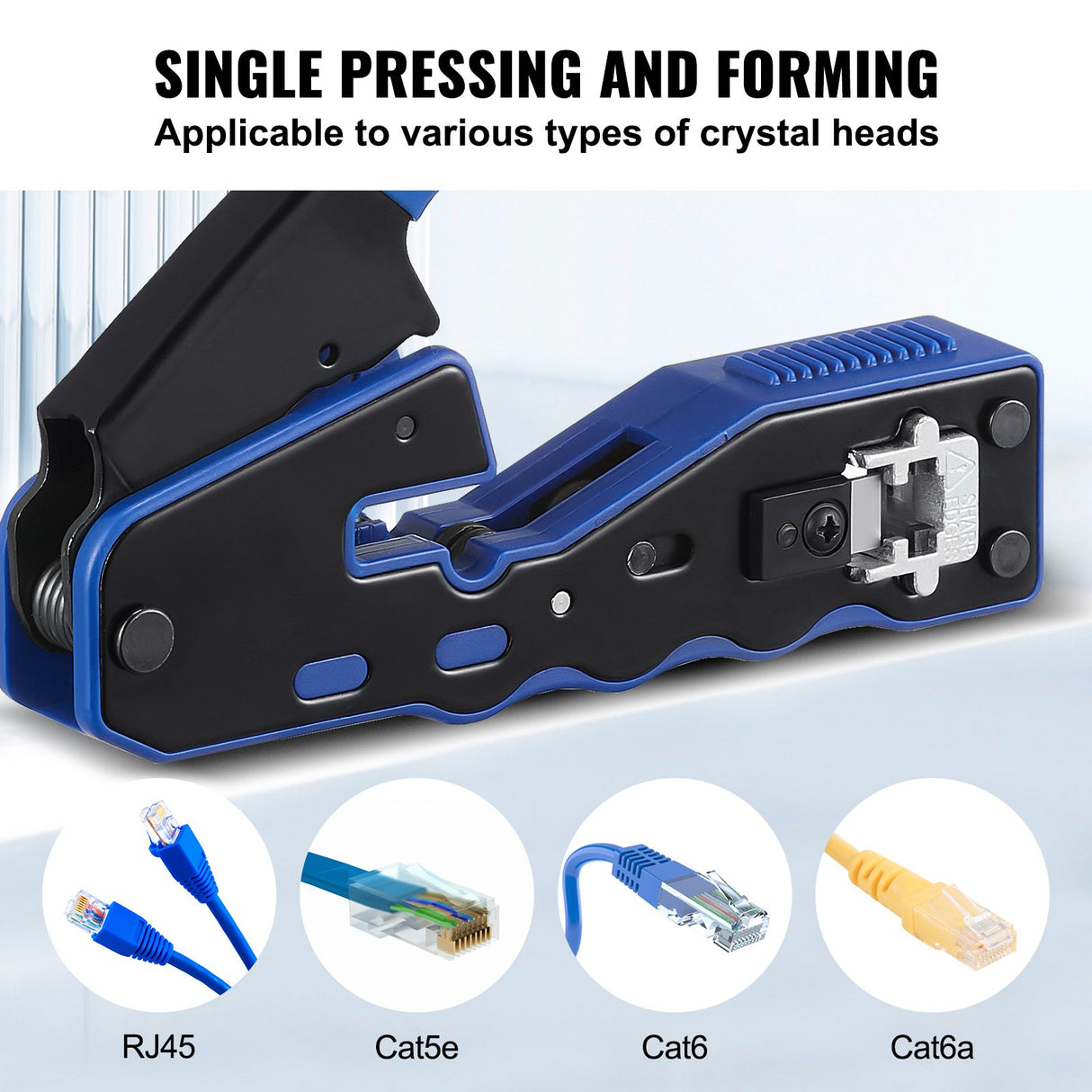 VEVOR RJ45 Crimp Tool Kit, Cat5e/Cat6/Cat6a Ethernet Crimper Crimp Pliers for 8-Pin Modular Plugs with 20pcs Pass-Through Connectors and Covers, Wire