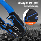 VEVOR RJ45 Crimp Tool Kit, Cat5e/Cat6/Cat6a Ethernet Crimper Crimp Pliers for 8-Pin Modular Plugs with 20pcs Pass-Through Connectors and Covers, Wire Stripper and Network Tester - Top-Down View