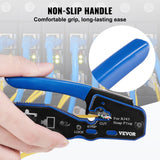 VEVOR RJ45 Crimp Tool Kit, Cat5e/Cat6/Cat6a Ethernet Crimper Crimp Pliers for 8-Pin Modular Plugs with 20pcs Pass-Through Connectors and Covers, Wire