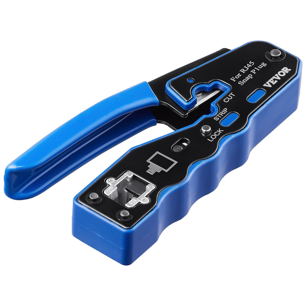 VEVOR RJ45 Crimp Tool Kit, Cat5e/Cat6/Cat6a Ethernet Crimper Crimp Pliers for 8-Pin Modular Plugs with 20pcs Pass-Through Connectors and Covers, Wire Stripper and Network Tester