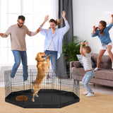 VEVOR Dog Playpen, 8 Panels Foldable Metal Dog Exercise Pen with Bottom Pad, 24
